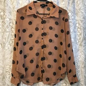Forever 21 Polka Dot Button Down Blouse